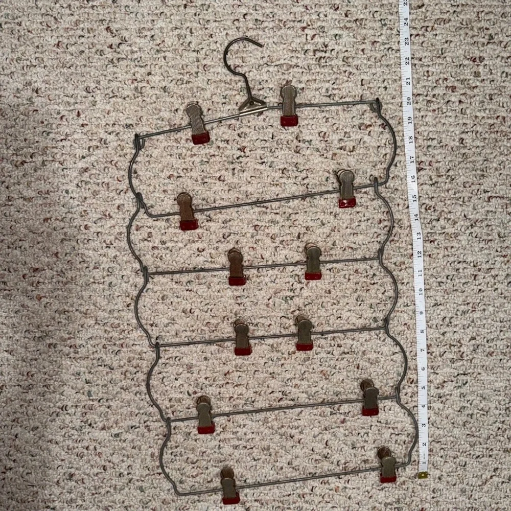 Vintage Metal Multi Clip Skirt Hanger 10 Clips Space Saving Closet Organizer